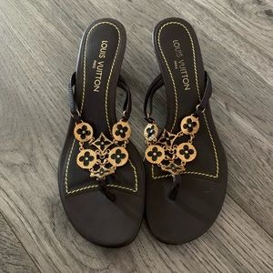 Louis Vuitton black and gold heels